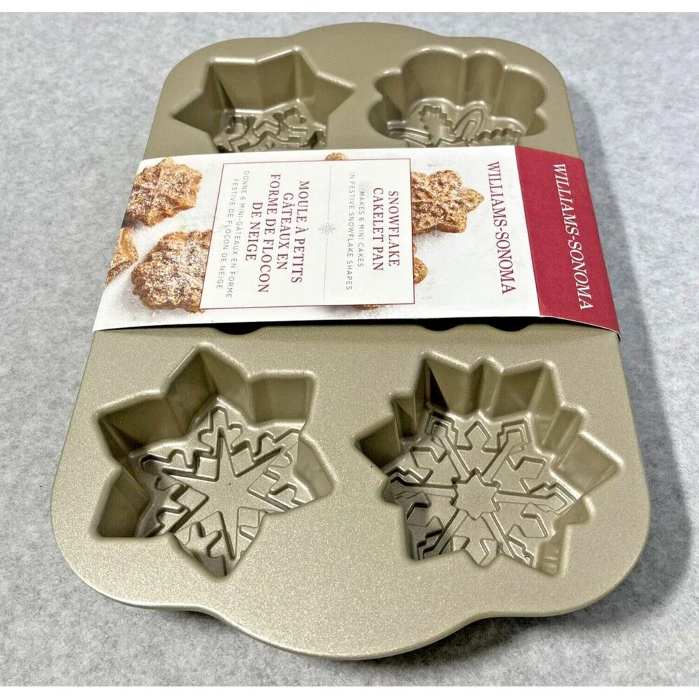 Williams Sonoma Nordicware Snowflake Cakelet Pan NEW 6 Mini Cakes Frozen Cupcake